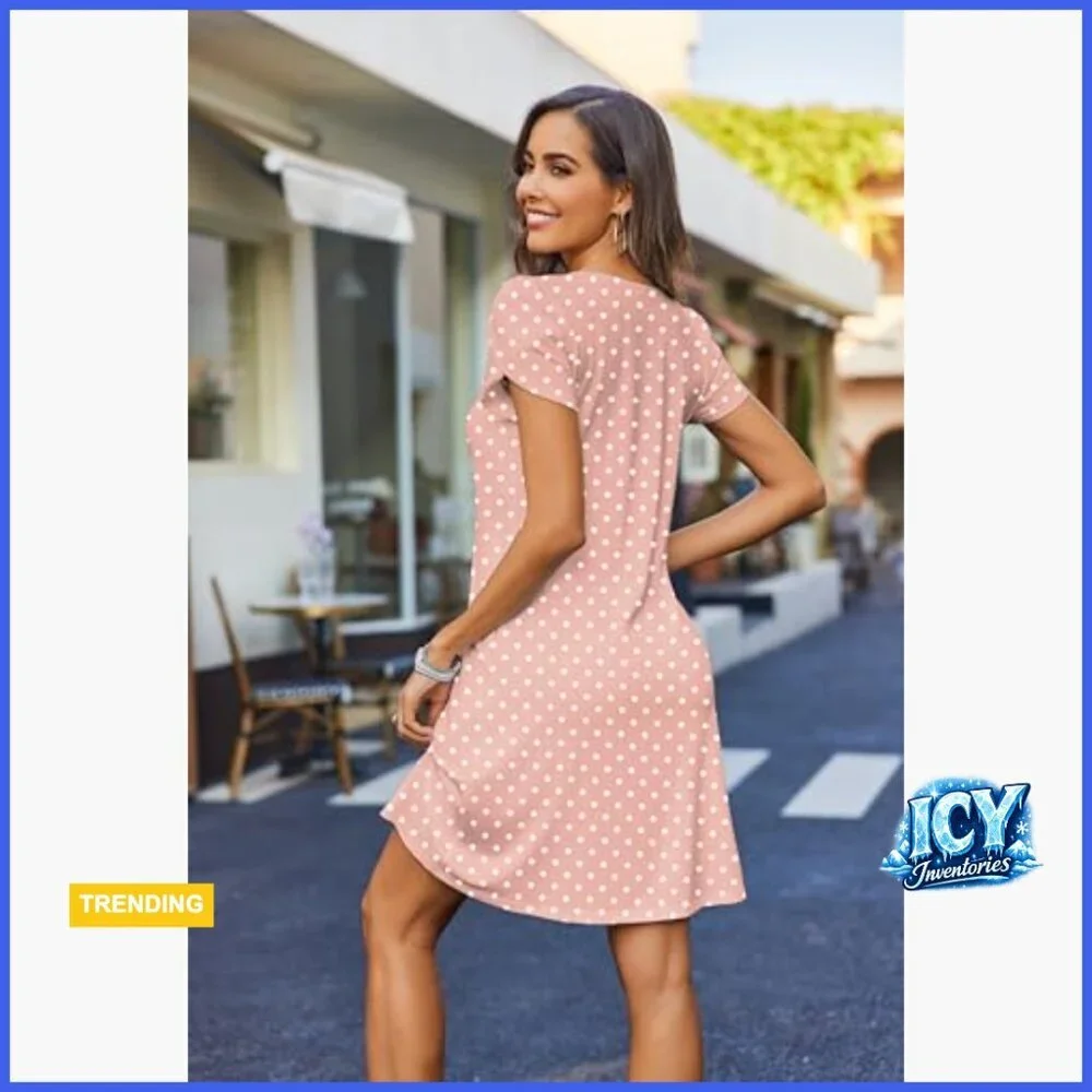 Casual A-Line Dress with Pockets Flowy Mini Sundress